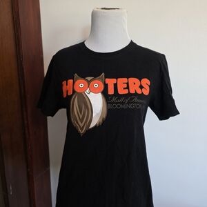 Hooters Black Kids Tee with Orange Logo and Brown Owl